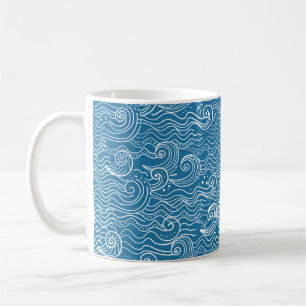 Blau- und Weißmeer-Wellen Kaffeetasse