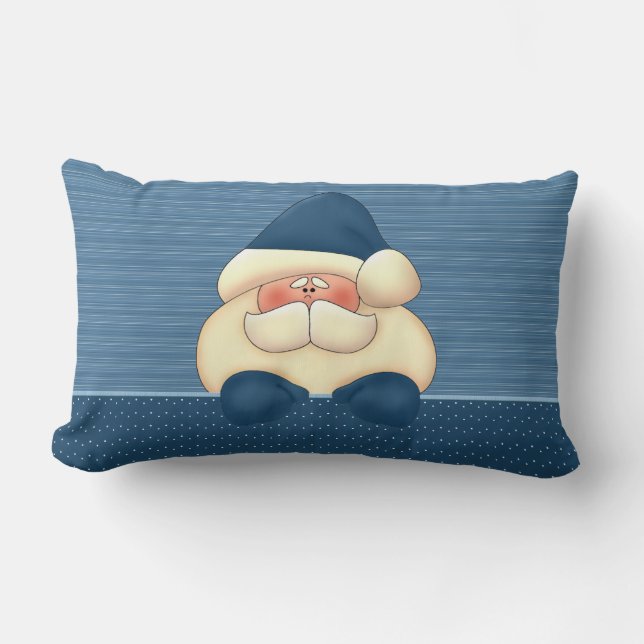 Blau und Winter Weiß Weihnachtsmann reversible Lendenkissen (Vorderseite)