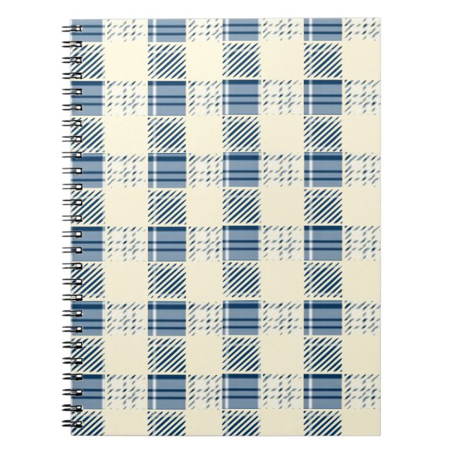 Blau und Zitrone Kariert Notizblock (Vorderseite)