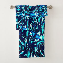 Blau- und Zykronenkurven Badhandtuch Set