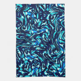 Blau- und Zykronenkurven Geschirrtuch