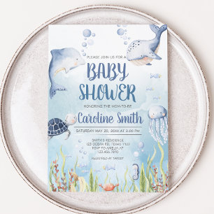 Blau unter dem Meer Baby Shower Einladung
