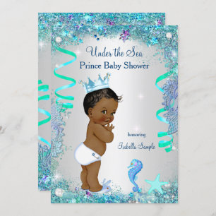 Blau unter dem Meer Prince Baby Dusche Ethnic Einladung