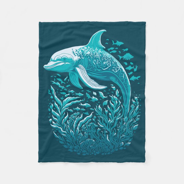 Blau unter dem Meeresdolphin Fleecedecke (Vorderseite)
