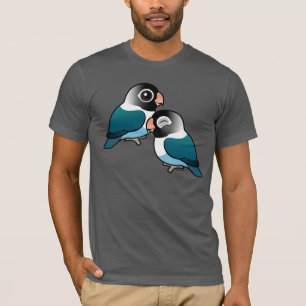 Blau verdeckte Lovebird-entzückende Paare T-Shirt