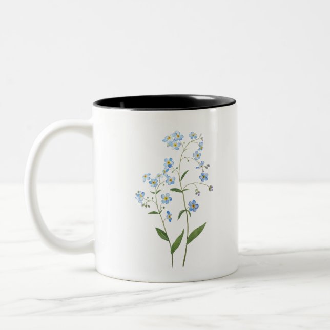 blau vergessen mich nicht Blume 2021 Aquarell Zweifarbige Tasse (Links)