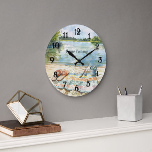 Blau verschwunden Angel-Eimer-See Große Wanduhr