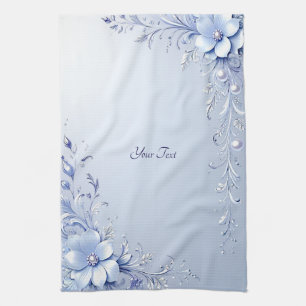 Blau verzierte Blumen Küchentuch