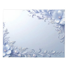 Blau verzierte Blumen mit Perlen Notizblock