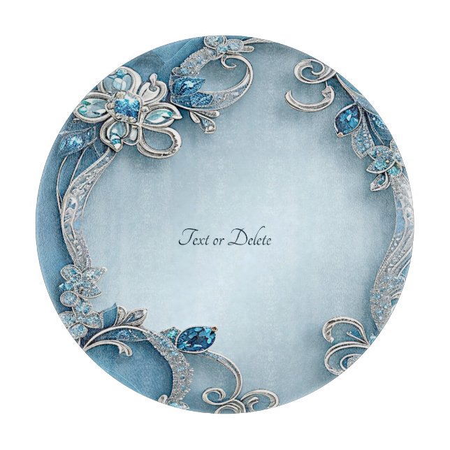 Blau verziertes Blumen-Schneidbrett Schneidebrett (Vorderseite)