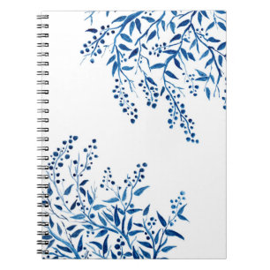 Blau verzweigt sich Aquarell-gewundenes Notizbuch Notizblock