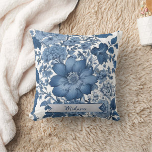 Blau Vintag Chinoiserie Personalisiertes Florenz Kissen