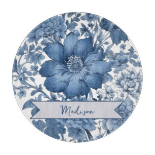 Blau Vintag Chinoiserie Personalisiertes Florenz Schneidebrett