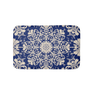 Blau Vintag: Elegantes, nahtloses Muster. Badematte