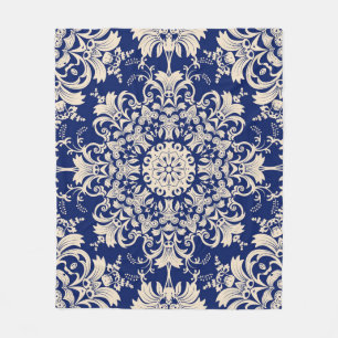 Blau Vintag: Elegantes, nahtloses Muster. Fleecedecke