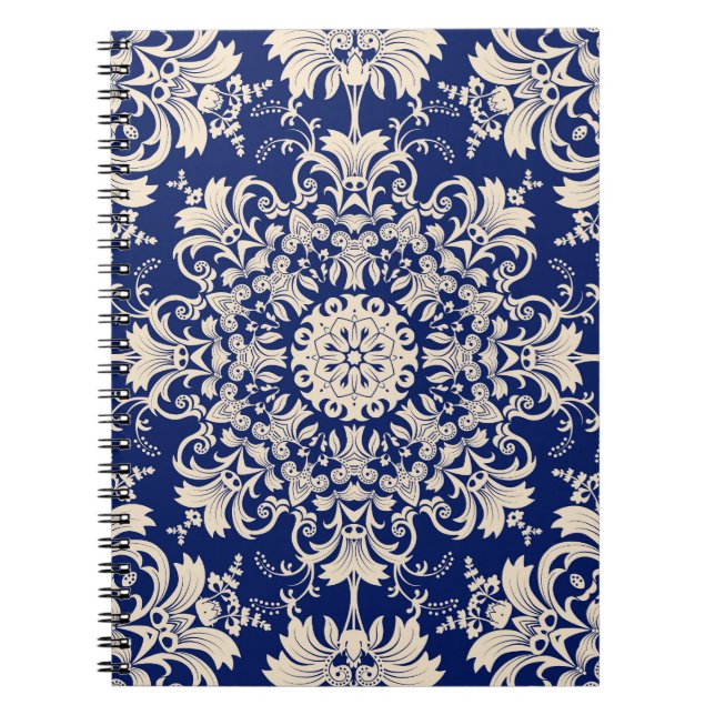 Blau Vintag: Elegantes, nahtloses Muster. Notizblock (Vorderseite)