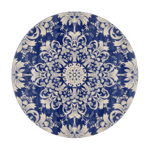 Blau Vintag: Elegantes, nahtloses Muster. Schneidebrett