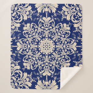 Blau Vintag: Elegantes, nahtloses Muster. Sherpadecke