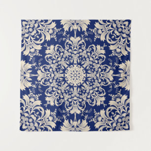 Blau Vintag: Elegantes, nahtloses Muster. Wandteppich