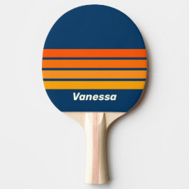 Blau Vintage quer gestreift mit Namen Tischtennis Schläger