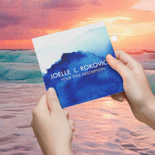 BLAU/Vintages Aquarellblau Quadratische Visitenkarte