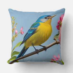 🕊️ Blau-Vogel-Zweig-Kunstgeschenk für Naturliebha Kissen