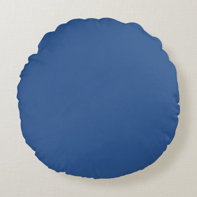Blau (Vollfarbe) Rundes Kissen (Vorderseite)