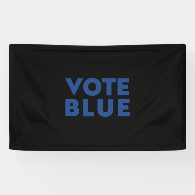 Blau wählen, blau biden Buchstaben, schwarzer Hint Banner (Horizontal)