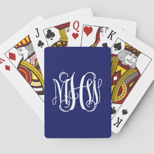 Blau Weiß 3 Initialen Rebe Schrift Monogramm DIY B Spielkarten