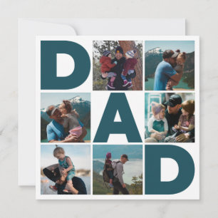 Blau & Weiß 6 Foto-Collage Vater-Tag Papa Feiertagskarte