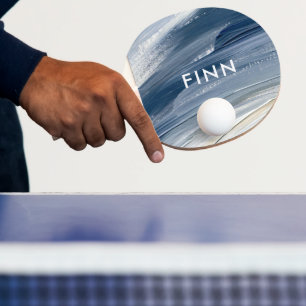 Blau weiß abstrakt strukturiert moderne Handgemäld Tischtennis Schläger