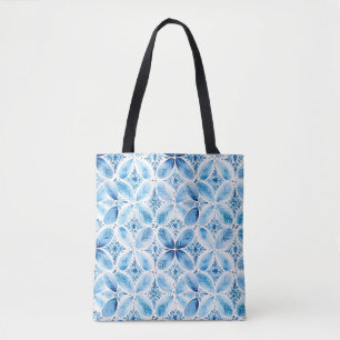 Blau Weiß Batik Blumenmuster