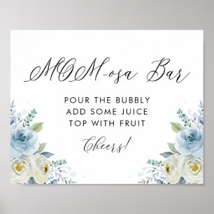 Blau-Weiß-Blume Mama-osa-Bar Poster