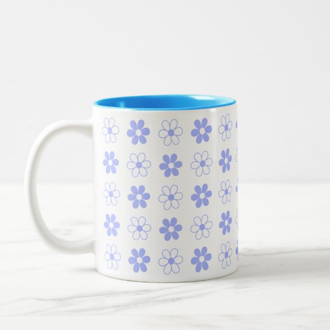 Blau-Weiß-Blume-Muster auf weißem zweiteiligen Cof Zweifarbige Tasse (Links)