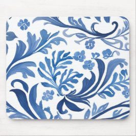 Blau-Weiß-Blumendesign | Chinoiserie Pattern Mousepad