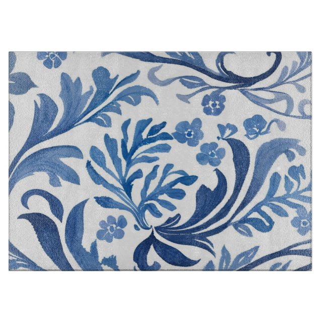 Blau-Weiß-Blumendesign | Chinoiserie Pattern Schneidebrett (Vorderseite)