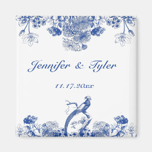 Blau-Weiß-China Muster mit Bird Magnet