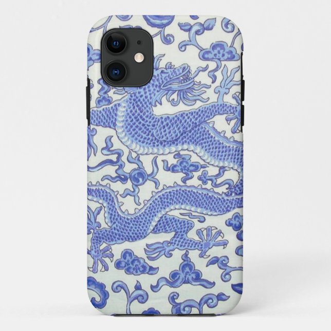 Blau-Weiß-Chinesischer Orientalischer Drache Case-Mate iPhone Hülle (Rückseite)