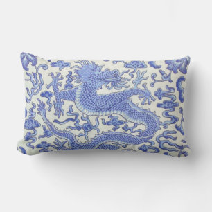 Blau-Weiß-Chinesischer Orientalischer Drache Lendenkissen