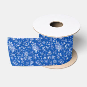 Blau-weiß Chinoiserie Antik Brautparty Satinband
