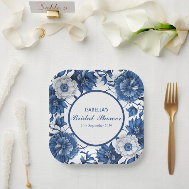 Blau-Weiß Chinoiserie Antique Pattern Bridal Pappteller (Hochzeit)