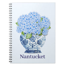 Blau-Weiß-Chinoiserie-Blumen Nantucket-Notizbuch