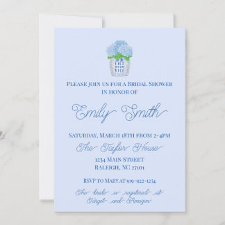 Blau-Weiß Chinoiserie Hydrangea Brautparty Einladung