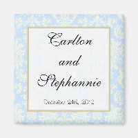 Blau/Weiß Damask Hochzeitsmagnet Gefallen