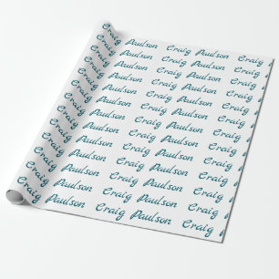 Blau Weiß Dein Name Einzigartig Spezial Minimalist Geschenkpapier