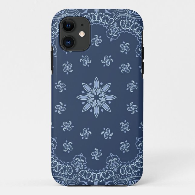 Blau-weiß dekoratives Paisley-Muster Case-Mate iPhone Hülle (Rückseite)