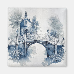 Blau-Weiß-Delft-Landschaft Magnet