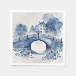 Blau-Weiß-Delft-Landschaft Serviette