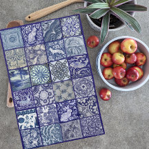 Blau-Weiß-Fliesendesign Antik Vintage Modern