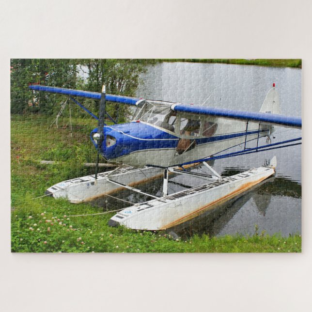 Blau-Weiß-Flugzeug, Lake Hood, Alaska 2 Puzzle (Horizontal)